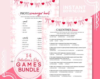 Galentine's Games Bundle, Valentine's Printable Games, Instant Download Valentine's Games, Galentine's Party Games