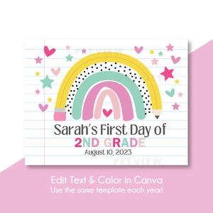 First Day & Last Day of School Signs, First Day of School Photo Prop, Last Day of School Photo Prop, Editable First Day of School Sign image 2