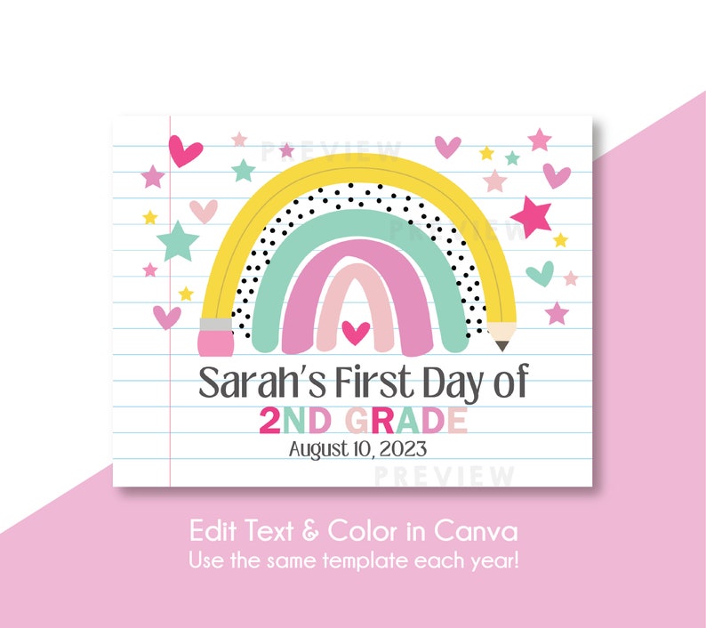 First Day & Last Day of School Signs, First Day of School Photo Prop, Last Day of School Photo Prop, Editable First Day of School Sign image 2