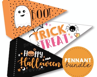 Halloween Pennant Flag Bundle, Printable Halloween Decoration, Printable Halloween Pennant Flag, Halloween Decor, Halloween Pennant