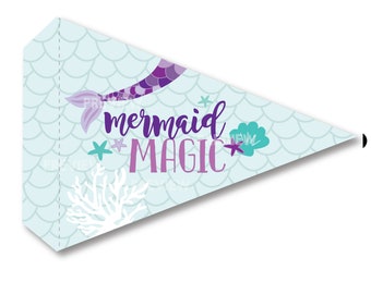 Mermaid Magic, Printable Mermaid Pennant Flag, Mermaid Birthday Party Decoration, Mermaid Pennant, Mermaid Party, Mermaid Decoration
