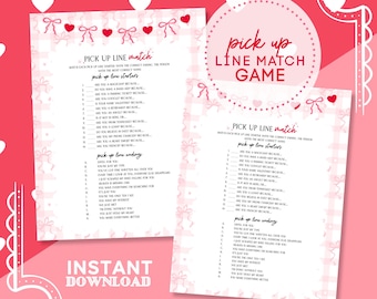 Valentine’s Pick-Up Line Match Game, Printable Party Game, Fun Valentine Activity, Couples or Friends Game