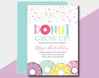 Donut Birthday Invitation - Editable File