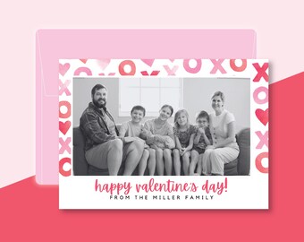 Valentines Day XOXO Template, Valentines Day Photo Card, Editable Valentines Card in Canva