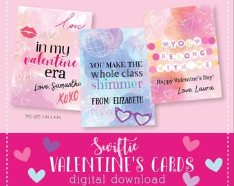 Taylor Swift Valentine's, Taylor Swift Valentine's Cards Digital file, Valentines Cards, Swiftie Valentines, Printable Valentine's Day Cards