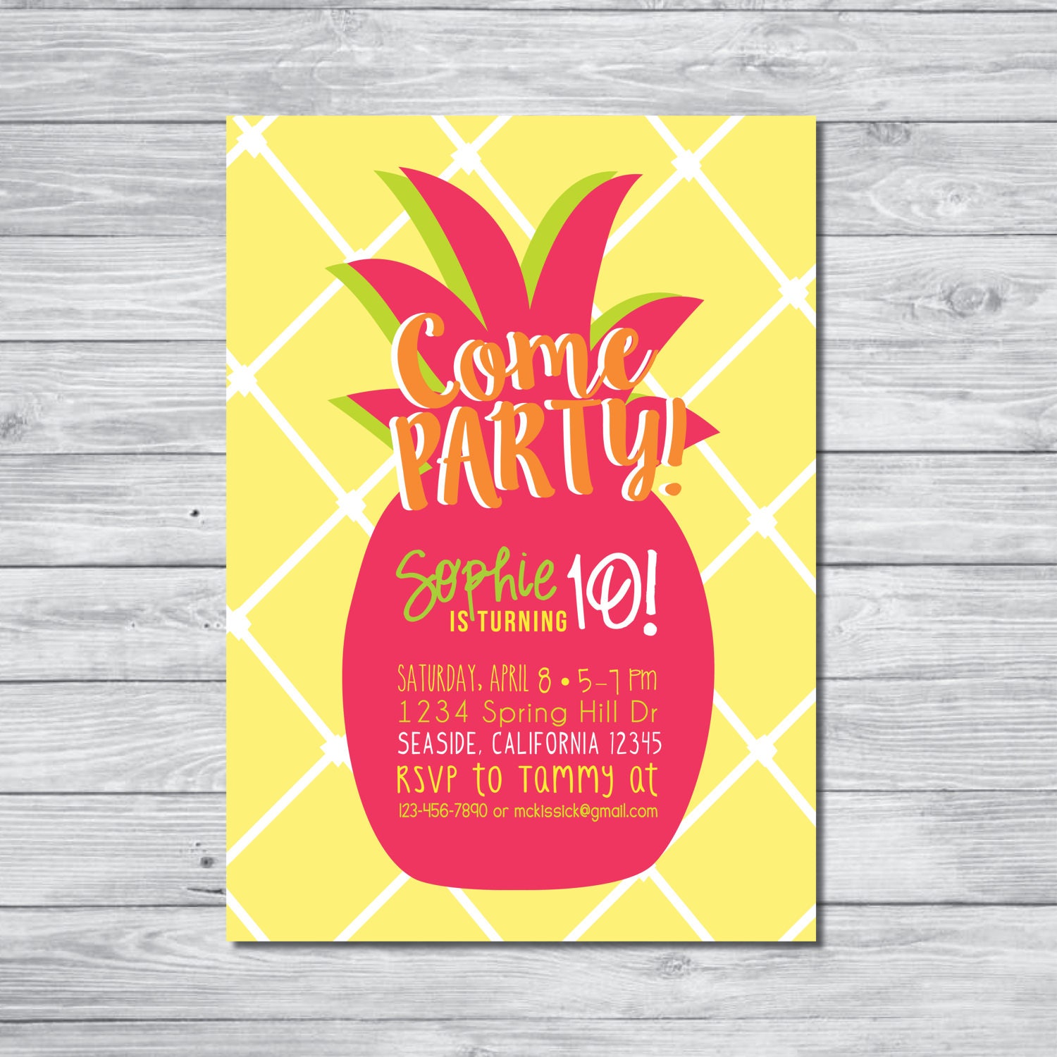 AnanasPartyEinladung Mädchen Geburtstag PartyEinladung Etsy