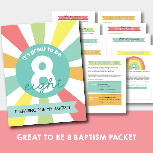 Baptism Packet , Great to be 8 , Baptism Activity Workbook