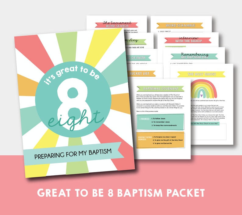 Baptism Packet , Great to be 8 , Baptism Activity Workbook image 1