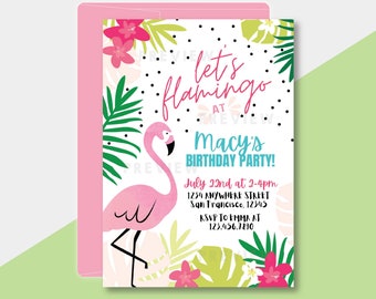 Flamingo Party Invitation - Editable | Birthday Party Invitation