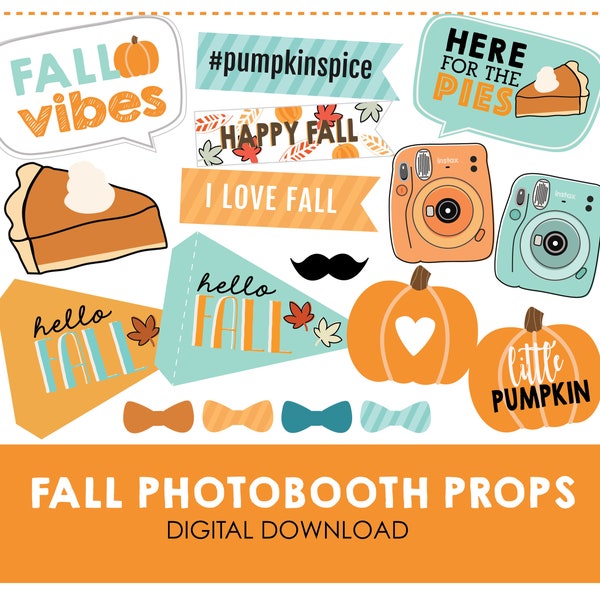 Fall Photo Booth Props, Digital Download