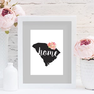 South Carolina State Printable, South Carolina Prints, State Map Print, Wall Art