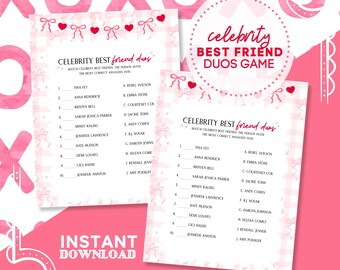 Celebrity Best Friend Duos Game,Valentine’s Day Printable, Galentine’s Party Game, Celebrity Matching Game