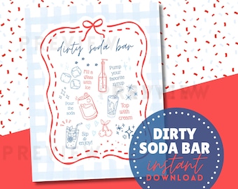 Soda Bar Menu, Dirty Soda Bar Sign, Dirty Soda Bar Station