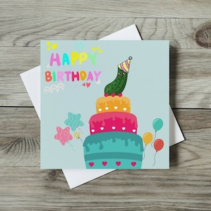 Pickle Birthday Card - Crochet Pickle - Amigurumi Gherkin - Vegan Birthday Card - Farcies Gherkin Decoration - Birthday Pickle Card Gift