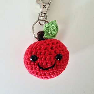 Maçã Amigurumi de Crochê - Chaveiro Vegano Obrigado - Chaveiro Fofo Maçã - Presente para Professor