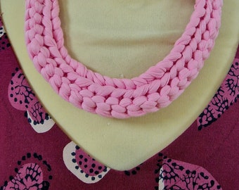 Chunky Crochet Necklace - Upcycled eco jewellery