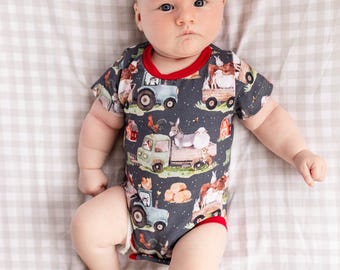 farm coming home outfit boy, farm animals baby shower gift, oink cluck baa moo first birthday outfit girl, gender neutral baby gifts, farmer