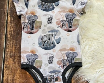 elephant baby clothes, safari baby shower gift, wild one first birthday outfit boy, gender neutral baby gifts, jungle baby romper