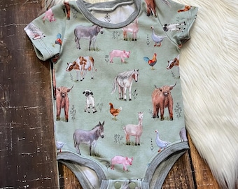 farm coming home outfit boy, farm animals baby shower gift, oink cluck baa moo first birthday outfit girl, gender neutral baby gifts, farmer