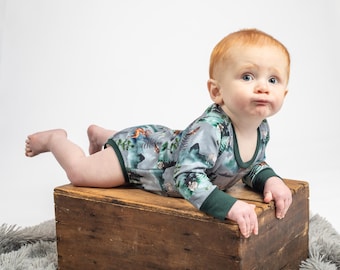 wilderness baby clothes for boys, long sleeve baby bodysuit for girls, woodland baby shower gifts, grizzly bear baby outfit boy, bald eagle