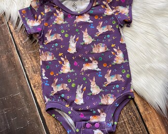 bunny baby clothes girl, rabbit baby shower gifts, paint splash first birthday outfit girl, rainbow baby girl gifts, infant girl coming home