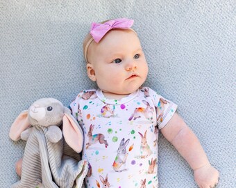 bunny baby clothes girl, rabbit baby shower gifts, paint splash first birthday outfit girl, rainbow baby girl gifts, infant girl coming home