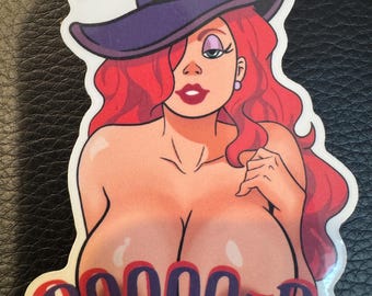 Jessi Rabbit Halloween Witch Laptop Vinyl Sticker - NSFW - Sexy Erotic - Anime - Boobs - Tits - Ass - Nude - Pin-up - Erotica - Lewd - Butt