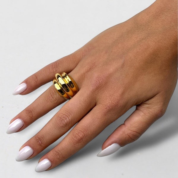 18K Gold Plated Chunky Statement Ring, Irregular Chunky Ring, Bold Ring,  Waterproof ring, trendy ring