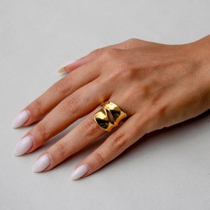 18K Gold Plated Chunky Statement Ring, Irregular Chunky Ring, Bold Ring, fashion statement,  Waterproof ring, trendy ring, tarnish free