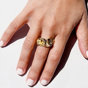 18K Gold Plated Chunky Statement Ring, Irregular Chunky Ring, Bold Ring,  Waterproof ring, trendy ring