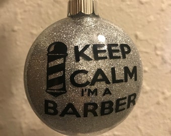 Christmas ornament I’m a barber gift plastic Xmas holiday stylist hair glitter tree barbershop stylist salon clippers