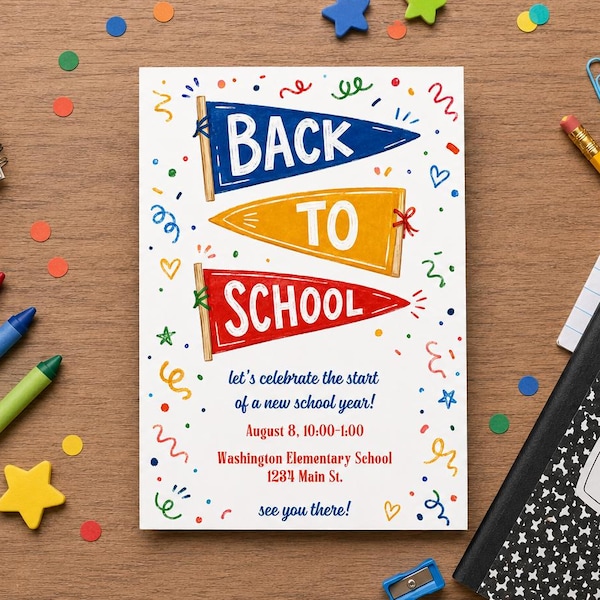 Back to School Invitation Template, Editable Canva Invitation, School Welcome Party Invite, Open House, Meet the Teacher, To School Flyer