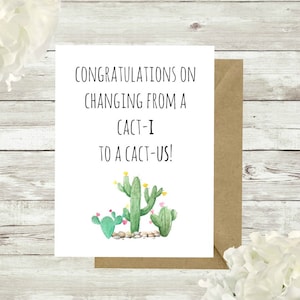 Boda, Compromiso, Despedida de Soltera, Felicitaciones, Felicidades, Pareja Feliz, Novia, Novio, Tarjeta, Cactus, Imprimir, Imprimible, Se casó