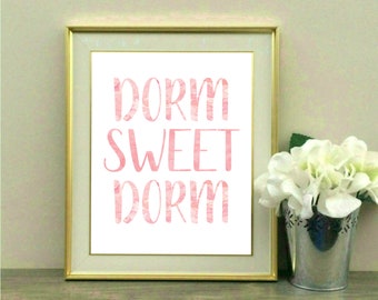 Dorm Sweet Dorm, Welcome Sign, Dorm Decor, Roommates, Dorm Room, College, Gift, Door Sign, Instant Download, Pink Room, Marble, Tie Dye