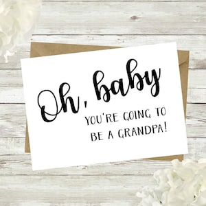 Oh bebé vas a ser abuelo, Revelación de Embarazo, Anuncio de Embarazo, Abuelos, Tarjeta, Los mejores padres se convierten en abuelos