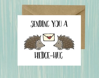 HedgeHug, Miss You, Just Because, Card, Instant Download, Printable, Hedgehog, Social Distance, Quarantine, College Student Gift, Friend