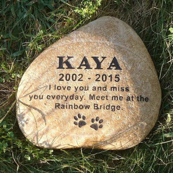 13" XX Large - personalized pet memorial stone - free shipping- real stone not resin