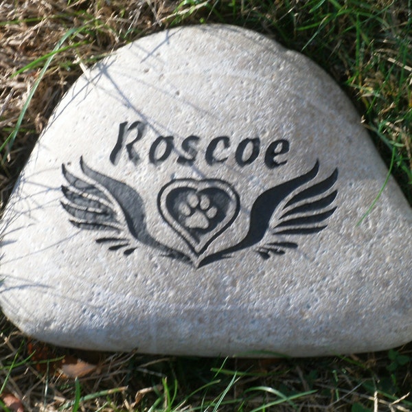 Pet memorial stone 9"  river rock custom engraved