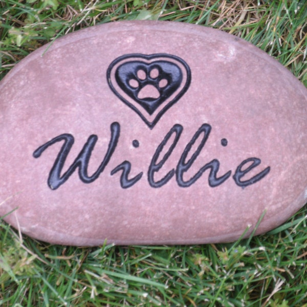 Pet memorial stone- 7" river rock free shipping engraved with your pets name