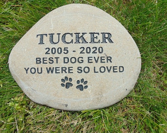11" Personalized pet memorial stone river rock free shipping