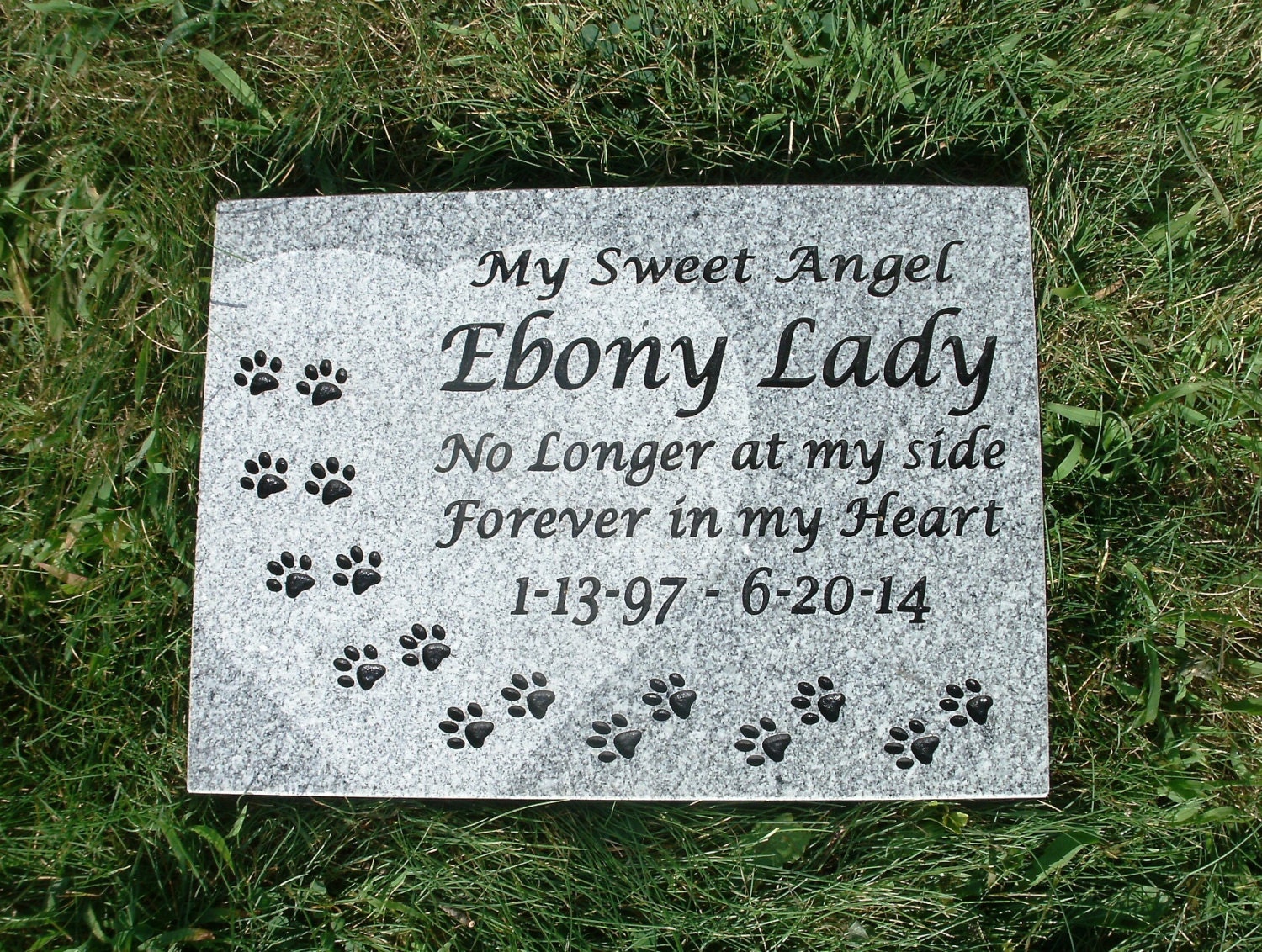 Personalized pet memorial head stone grave marker 12 x 8"custom engraved 