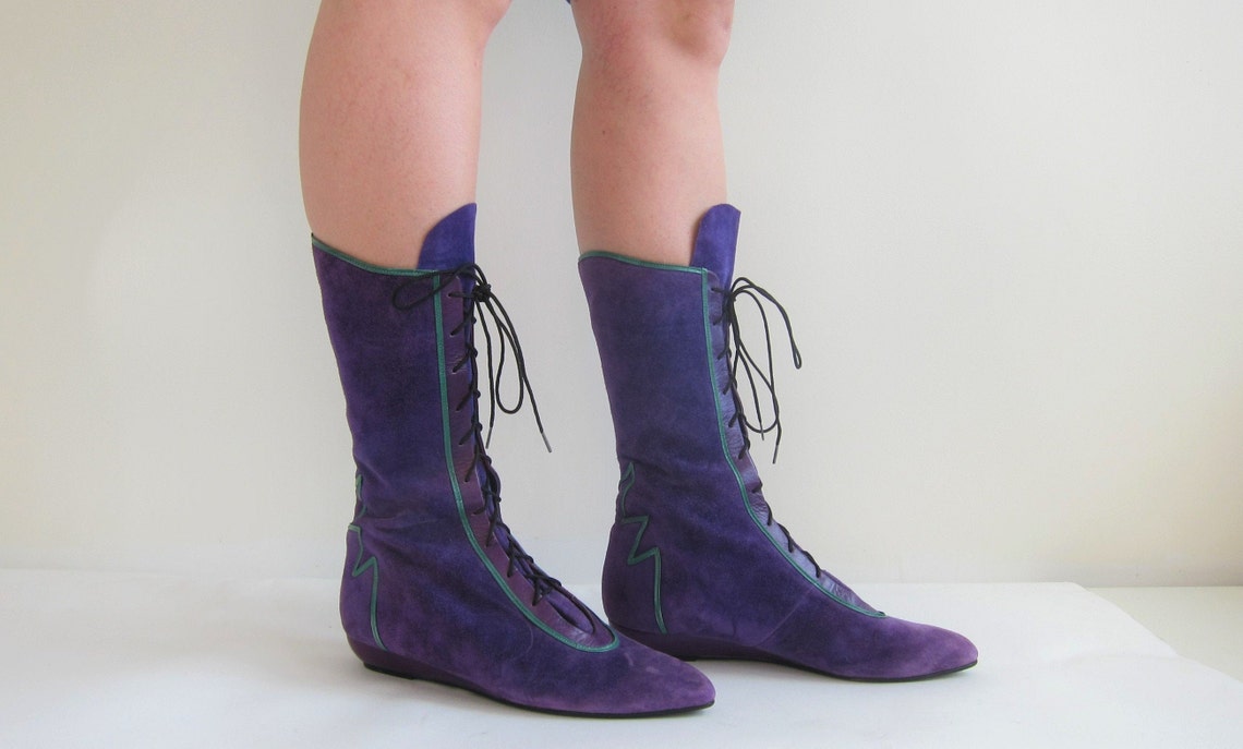 Vintage 1980's Boots 80s Purple Suede Boots Sexy Rock | Etsy