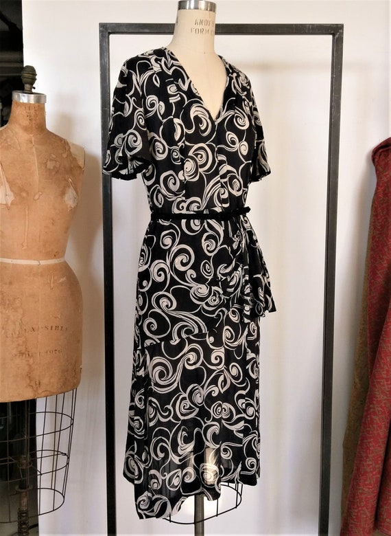 1940s Printed Rayon Dress | Vintage 40s Dress | 40