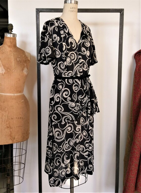 1940s Printed Rayon Dress | Vintage 40s Dress | 40
