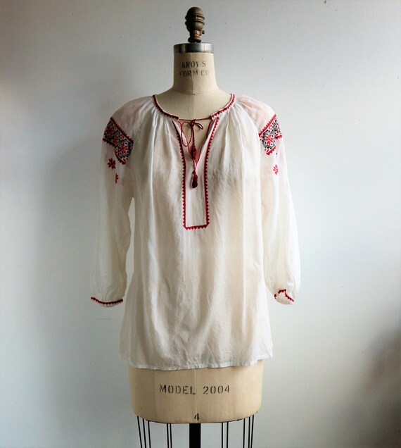 Girls Vintage Peasant Shirt | Hand Embroidered Gir