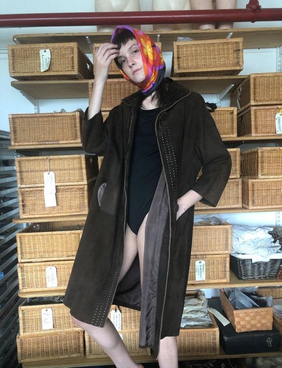 1950s Loewe Suede Coat | Loewe Designer Coat | Vin