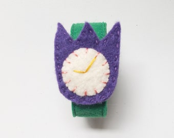 Violet Tulip Felt Watch for baby and kids, play watch, toy watch