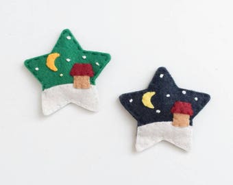 Star, snow, moon felt hair clip, felt hair pin