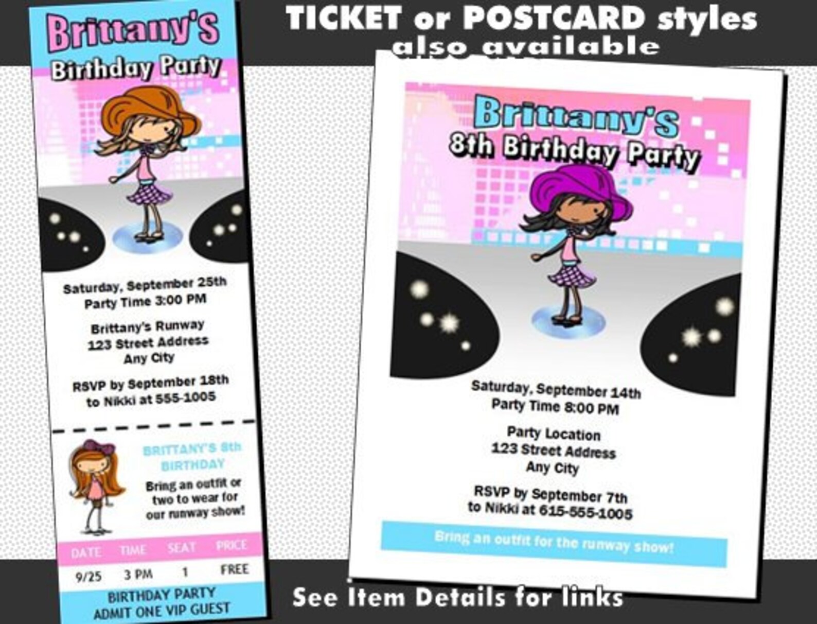 Runway Fashionista VIP Pass Invitation Printable Fashion | Etsy