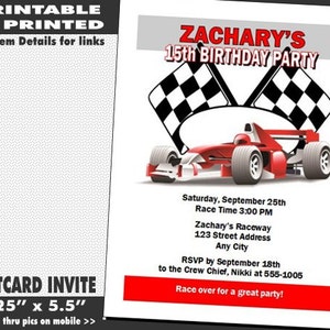 Race Car Invitation, Printable with Printed Option, Boy Birthday Party, Race Car Invites, Racing Theme